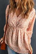 Load image into Gallery viewer, Ditsy Floral Flounce Sleeve Peplum Blouse