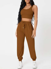 Load image into Gallery viewer, Wide Strap Top and Drawstring Joggers Set
