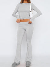 Load image into Gallery viewer, Round Neck Long Sleeve Top and Pants Set
