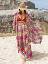 Load image into Gallery viewer, Printed Open Front Cardigan and Pants Set
