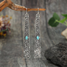 Load image into Gallery viewer, Artificial Turquoise Bar Earrings
