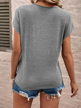 Load image into Gallery viewer, Full Size Lace Detail V-Neck Short Sleeve T-Shirt
