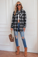 Load image into Gallery viewer, Plaid Button Up Dropped Shoulder Outerwear
