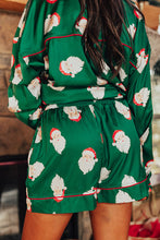 Load image into Gallery viewer, Santa Collared Neck Long Sleeve Top and Shorts Lounge Set
