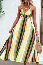 Load image into Gallery viewer, Multicolored Stripe Crisscross Backless Dress
