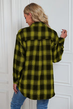Load image into Gallery viewer, Plaid Button Up Dropped Shoulder Outerwear
