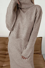 Load image into Gallery viewer, Turtleneck Dropped Shoulder Sweater and Midi Dress Sweater Set
