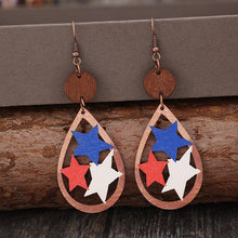 Load image into Gallery viewer, Cutout Star Wooden Dangle Earrings
