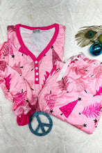 Load image into Gallery viewer, Printed V-Neck Long Sleeve Top and Pants Lounge Set
