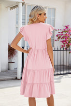 Load image into Gallery viewer, Ruched Notched Cap Sleeve Dress
