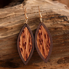 Load image into Gallery viewer, Geometrical Shape Wooden Dangle Earrings
