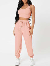 Load image into Gallery viewer, Wide Strap Top and Drawstring Joggers Set
