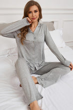 Load image into Gallery viewer, Button Up Long Sleeve Top and Pants Lounge Set
