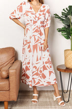 Load image into Gallery viewer, Printed Surplice Balloon Sleeve Dress
