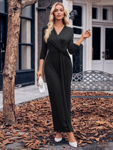 Load image into Gallery viewer, Slit Twisted Surplice Long Sleeve Dress
