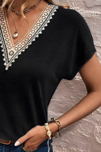 Load image into Gallery viewer, Full Size Lace Detail V-Neck Short Sleeve T-Shirt
