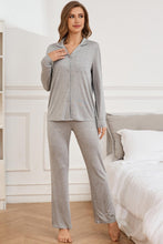 Load image into Gallery viewer, Button Up Long Sleeve Top and Pants Lounge Set
