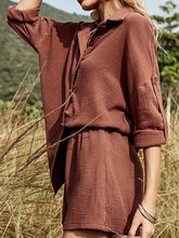 Load image into Gallery viewer, Texture Button Up Shirt and Shorts Set
