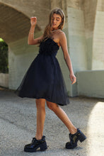 Load image into Gallery viewer, J.NNA Mesh Ruffle Tube Top Swing Dress
