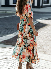 Load image into Gallery viewer, Floral Plunge Half Sleeve Dress
