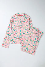 Load image into Gallery viewer, Printed Collared Neck Long Sleeve Top and Pants Lounge Set
