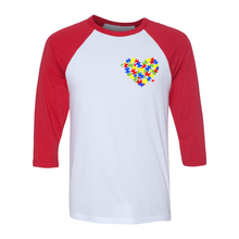 Load image into Gallery viewer, Autism Heart Unisex Raglan T-Shirt
