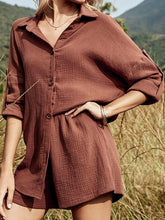 Load image into Gallery viewer, Texture Button Up Shirt and Shorts Set

