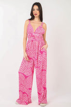 Load image into Gallery viewer, VERY J Printed Pleated Sleeveless Wide Leg Jumpsuit
