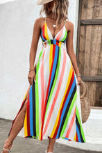 Load image into Gallery viewer, Multicolored Stripe Crisscross Backless Dress
