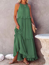 Load image into Gallery viewer, Ruffled Sleeveless Maxi Dress with Pockets
