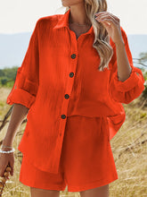 Load image into Gallery viewer, Texture Button Up Shirt and Shorts Set
