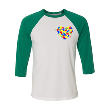 Load image into Gallery viewer, Autism Heart Unisex Raglan T-Shirt
