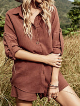 Load image into Gallery viewer, Texture Button Up Shirt and Shorts Set
