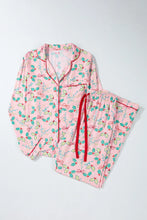 Load image into Gallery viewer, Printed Collared Neck Long Sleeve Top and Pants Lounge Set
