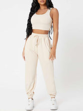 Load image into Gallery viewer, Wide Strap Top and Drawstring Joggers Set
