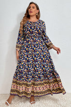 Load image into Gallery viewer, Melo Apparel Plus Size Bohemian Round Neck Maxi Dress
