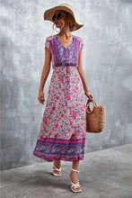 Load image into Gallery viewer, V-Neck Short Sleeve Printed Maxi Dress
