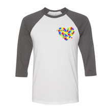 Load image into Gallery viewer, Autism Heart Unisex Raglan T-Shirt
