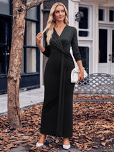 Load image into Gallery viewer, Slit Twisted Surplice Long Sleeve Dress
