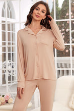 Load image into Gallery viewer, Button Up Long Sleeve Top and Pants Lounge Set

