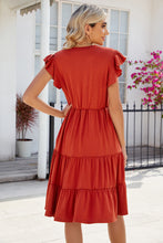 Load image into Gallery viewer, Ruched Notched Cap Sleeve Dress
