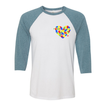 Load image into Gallery viewer, Autism Heart Unisex Raglan T-Shirt
