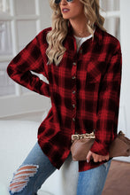 Load image into Gallery viewer, Plaid Button Up Dropped Shoulder Outerwear
