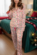 Load image into Gallery viewer, Printed Collared Neck Long Sleeve Top and Pants Lounge Set
