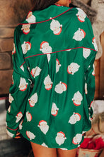Load image into Gallery viewer, Santa Collared Neck Long Sleeve Top and Shorts Lounge Set
