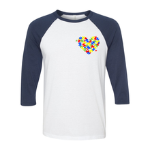 Load image into Gallery viewer, Autism Heart Unisex Raglan T-Shirt
