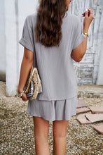 Load image into Gallery viewer, Round Neck Short Sleeve Top and Elastic Waist Shorts Set
