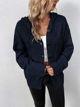 Load image into Gallery viewer, Button-Down Long Sleeve Hooded Sweater
