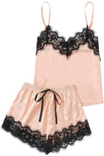Load image into Gallery viewer, Lace Detail Spaghetti Strap Top and Shorts Lounge Set
