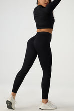 Load image into Gallery viewer, Quarter Zip Raglan Sleeve Top and High Waist Leggings Active Set
